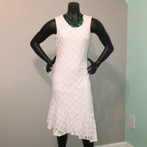 Tacera White Sleeveless Angled Hem Lace Dress S NWOT